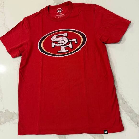 San Francisco 49ers Graphic Logo T-Shirt Mens Small Red/White 47 Brand Football - Picture 2 of 4